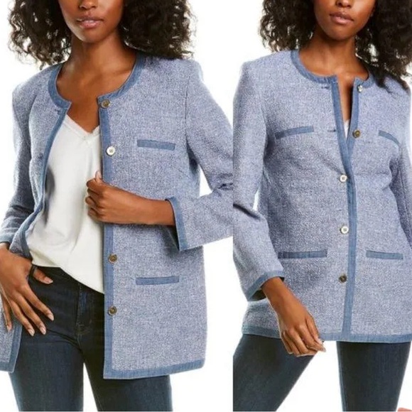 J. McLaughlin Lined Blue Ardella Jacket - Picture 1 of 4